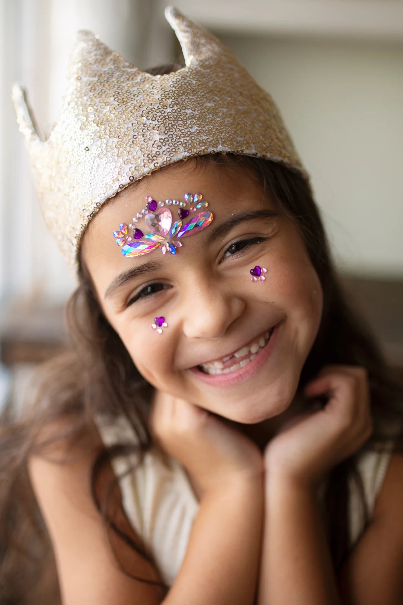 Couronne de princesse sequins dorés avec nœud 2