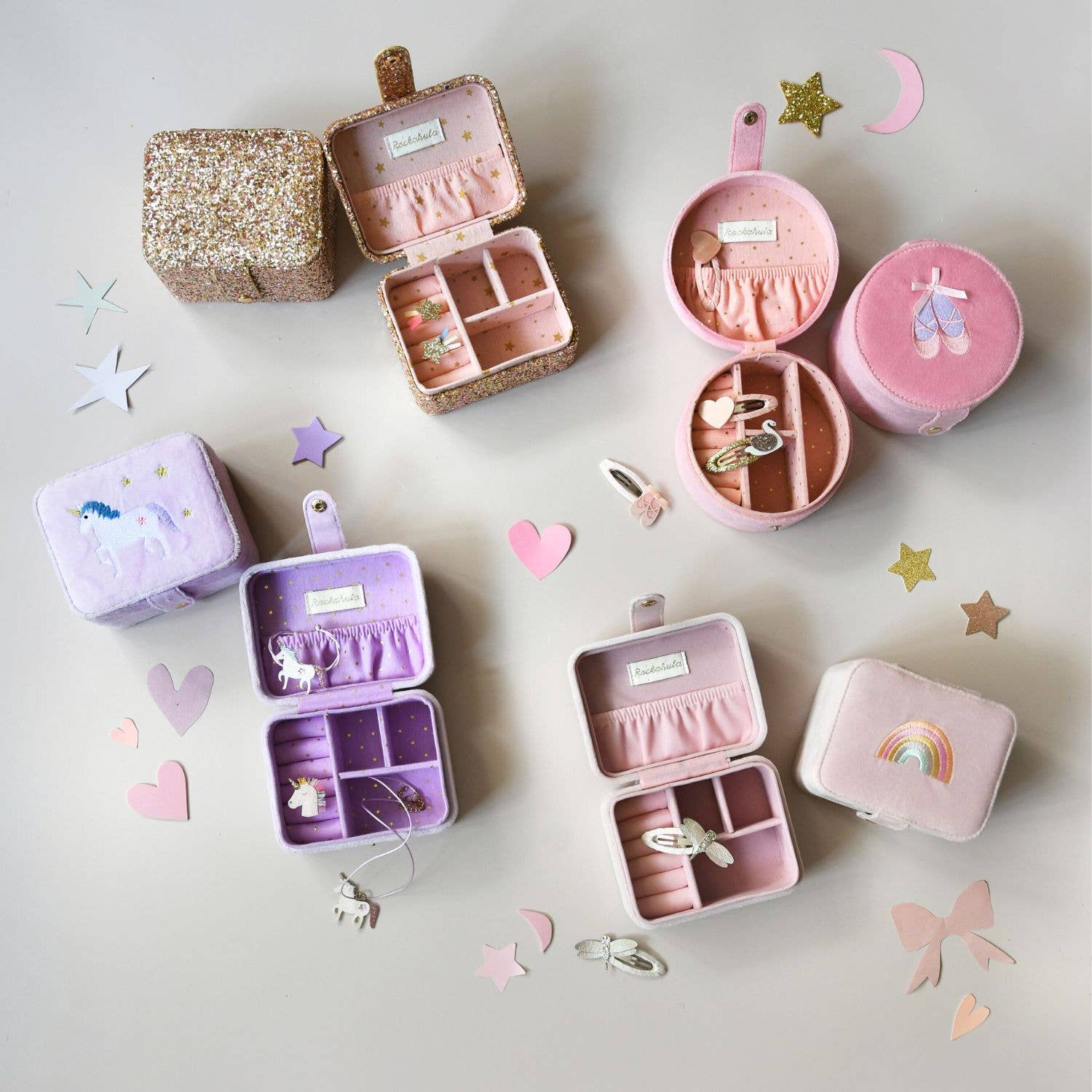 Boîte à bijoux en or pailleté confetti 3