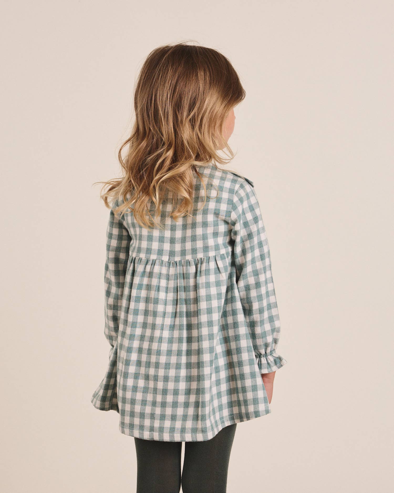 Robe en flanelle à carreaux vichy vert d'eau avec nœud 9