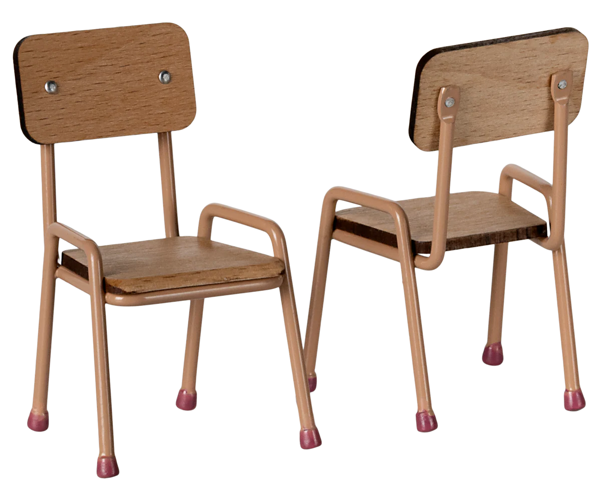 Maileg :  Ensemble table et chaises, Souris - Rose "dark powder" 4