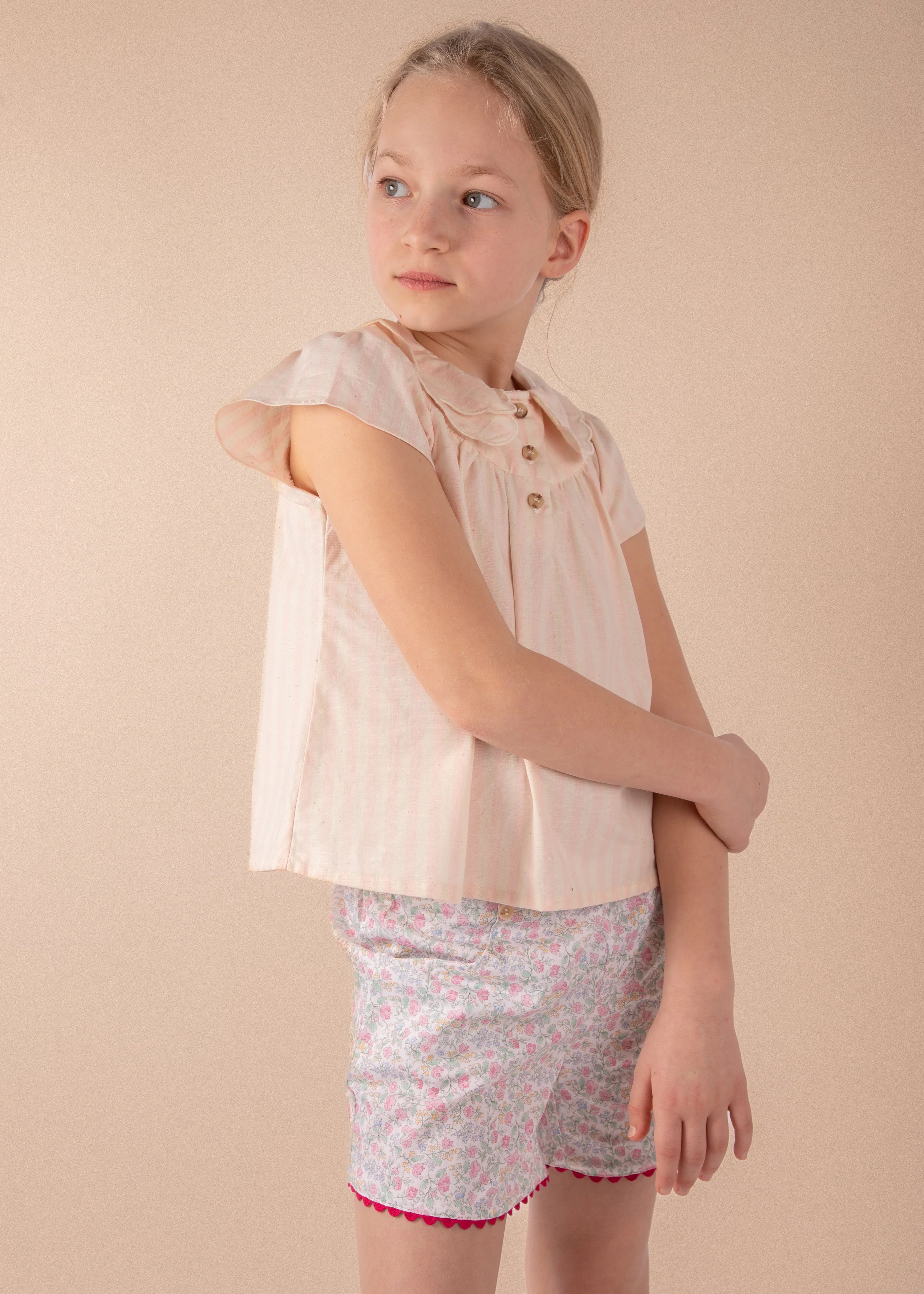 Blouse carmen - rayures roses 3