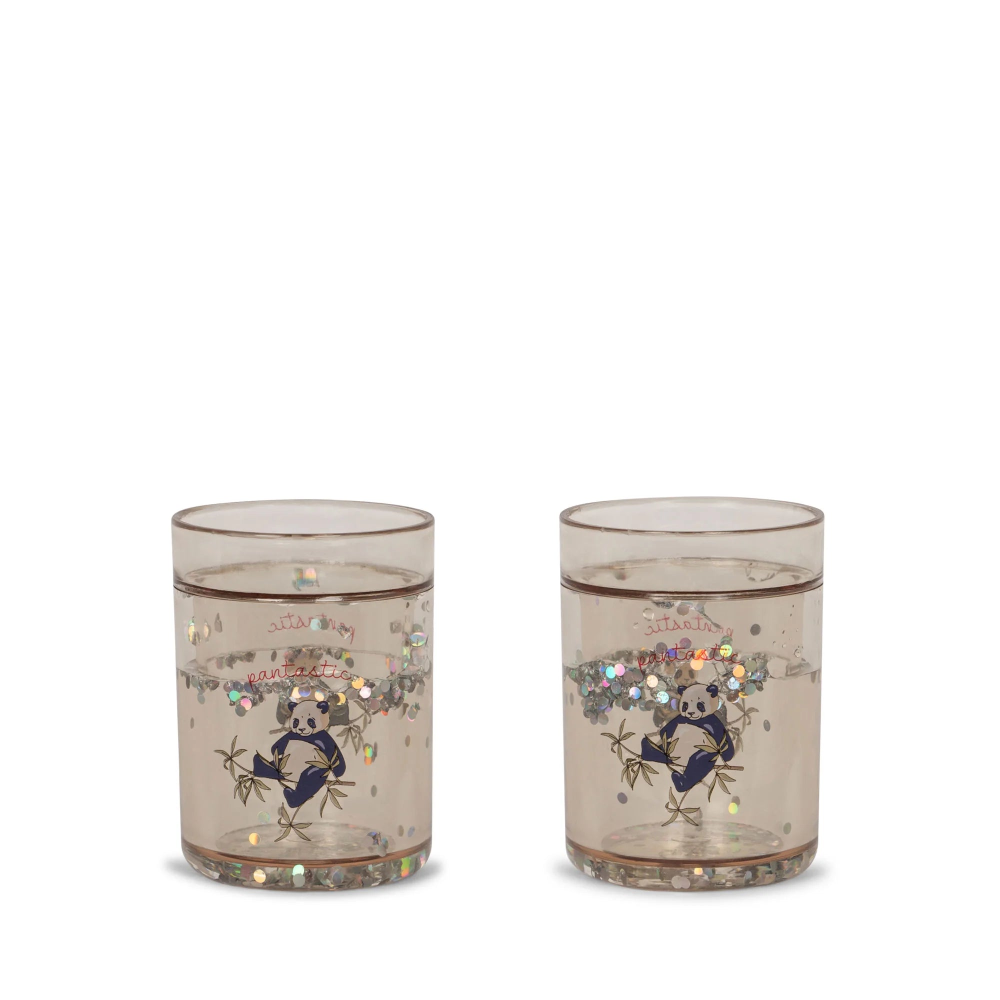 Gobelets / verres  à paillettes x 2 - panda 3