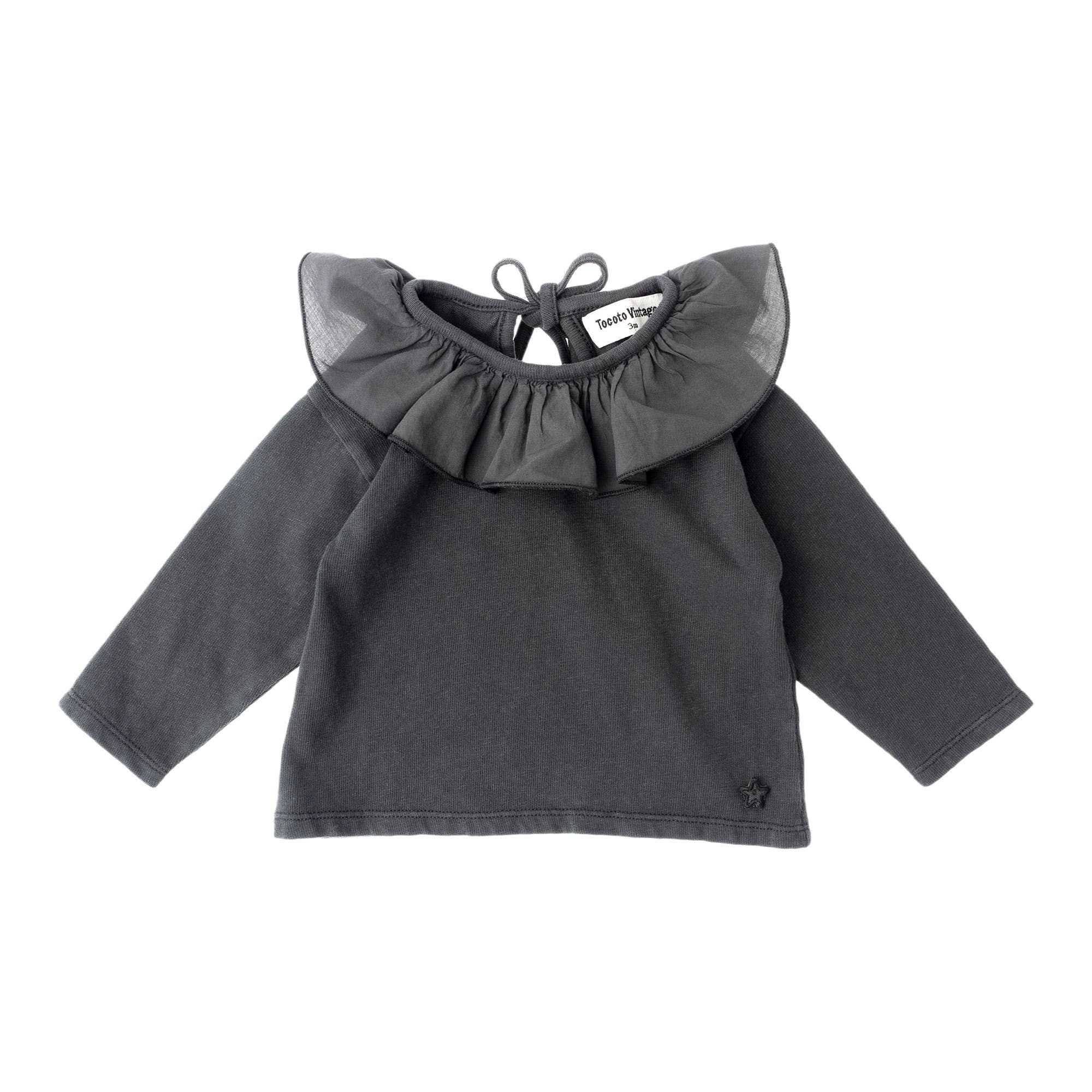 Haut avec col en voile W51722 — 6M / Gris Foncé