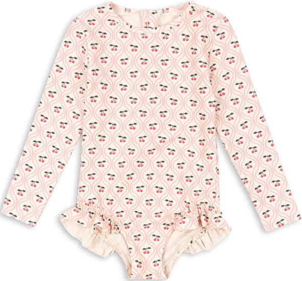 Maillot de bain manches longues Cherry pink 🍒 — 12 mois