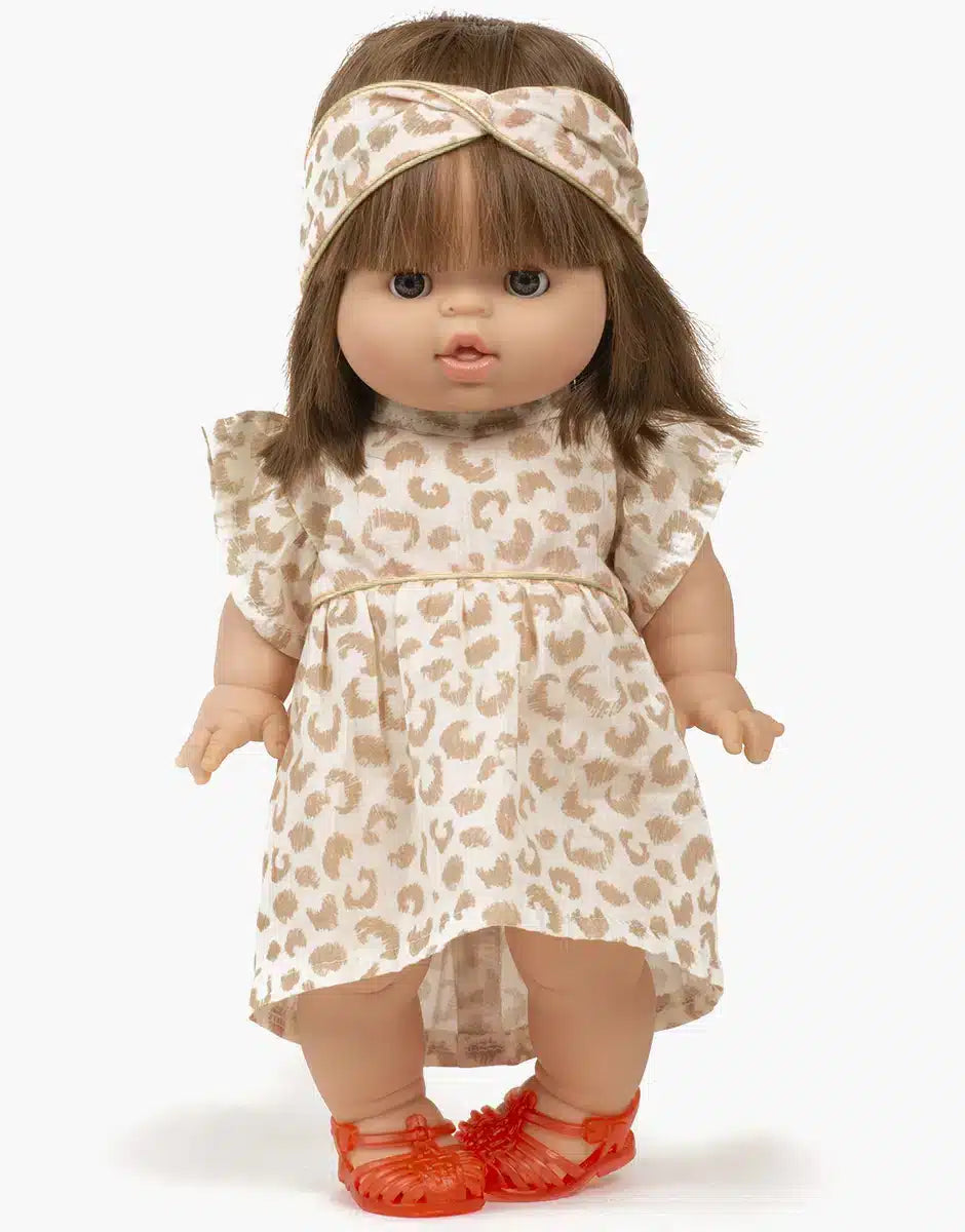 Gordi : Robe Daisy et son headband croisé en coton Féline avec passepoil lurex