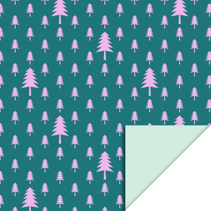 Rouleau de Papier cadeaux 🎁 — X-mas - Tree Jade Green/Pink - Pastel Mint