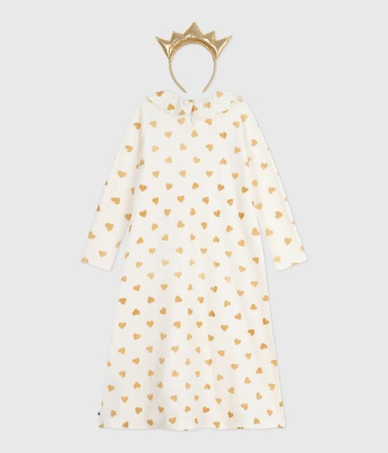 chemise de nuit déguisement de Noel enfant en velours imprimé cœurs dorés — 8 ans