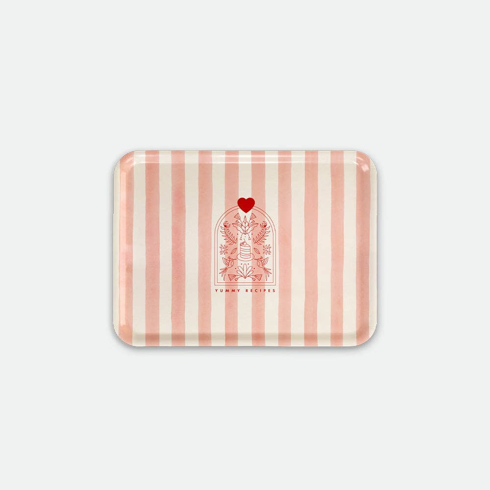 Plateau de petit-déjeuner - Rayures roses