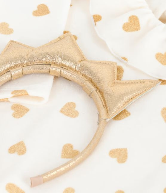 chemise de nuit déguisement de Noel enfant en velours imprimé cœurs dorés 6