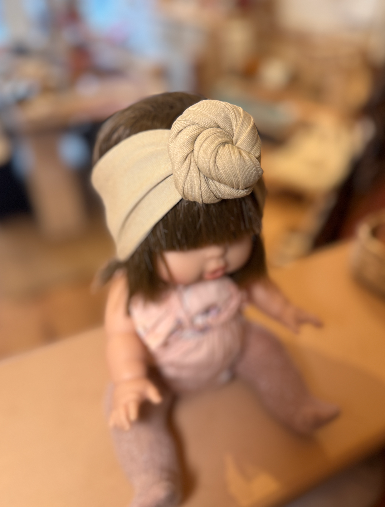 Bandeaux noeud fleur en jersey — Beige / 0/3 mois