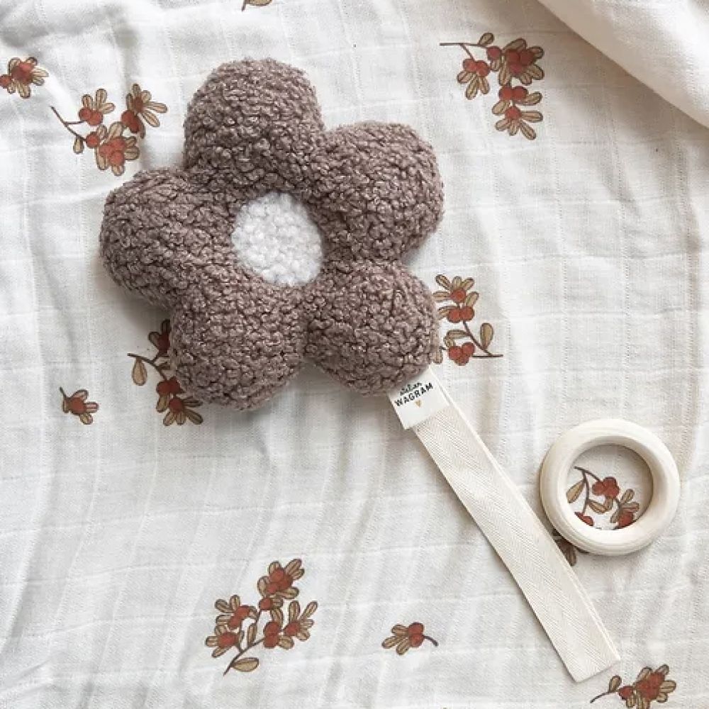 Attache tétine fleurs en moumoute 2