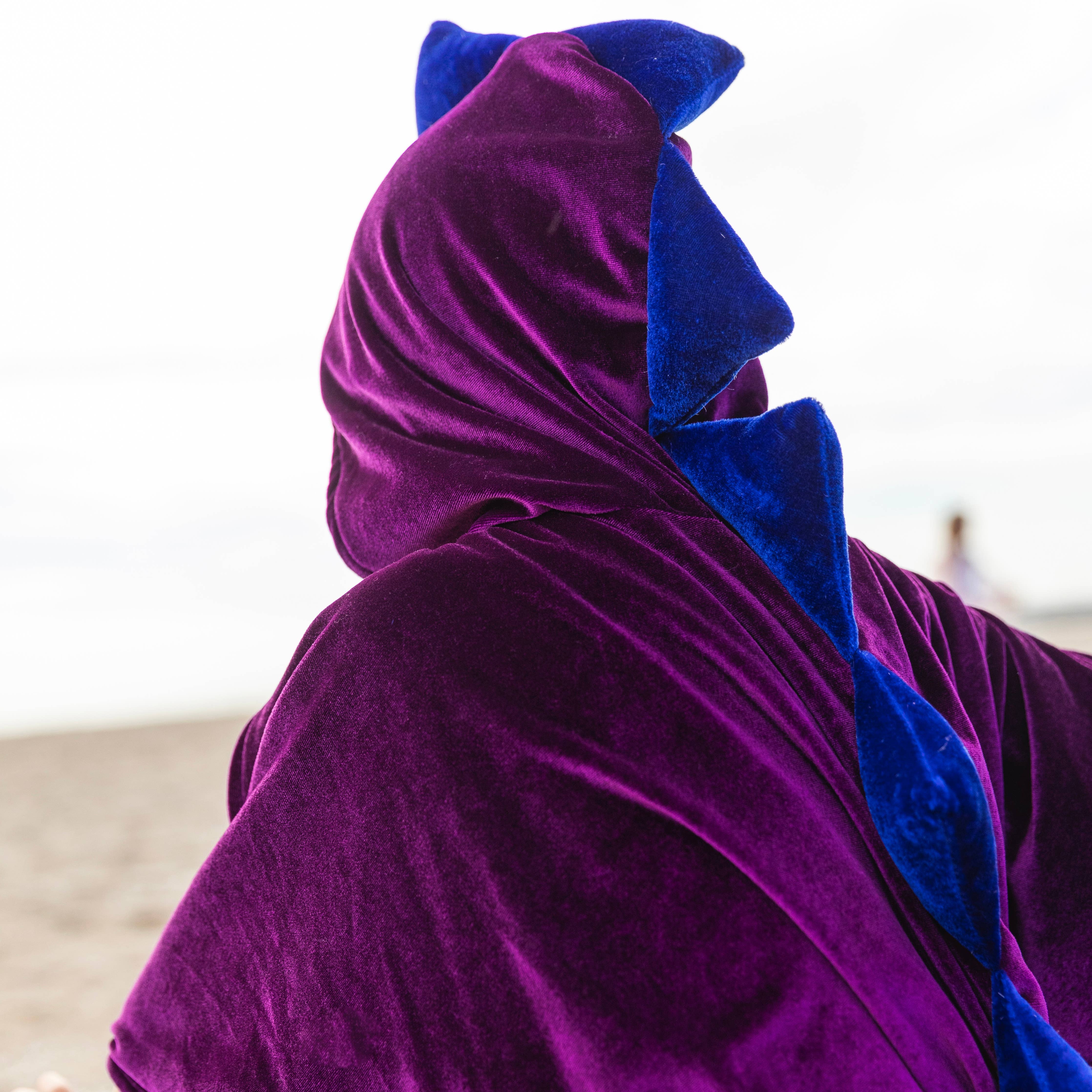 La cape de déguisement dragon en velours bleu & violet 7