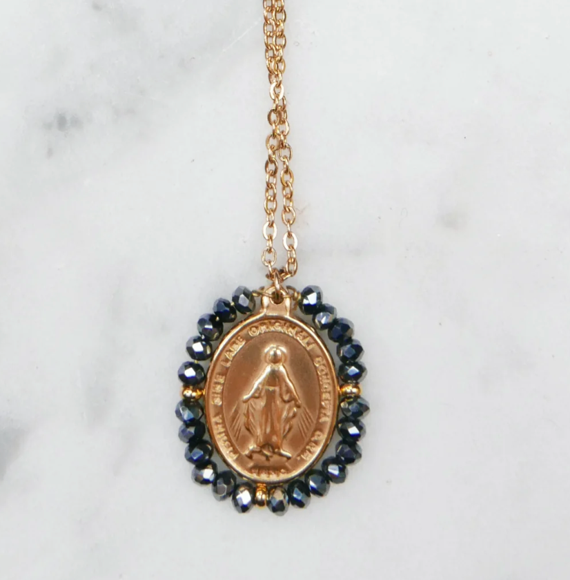 Collier Médaille Santa Maria — Hématite