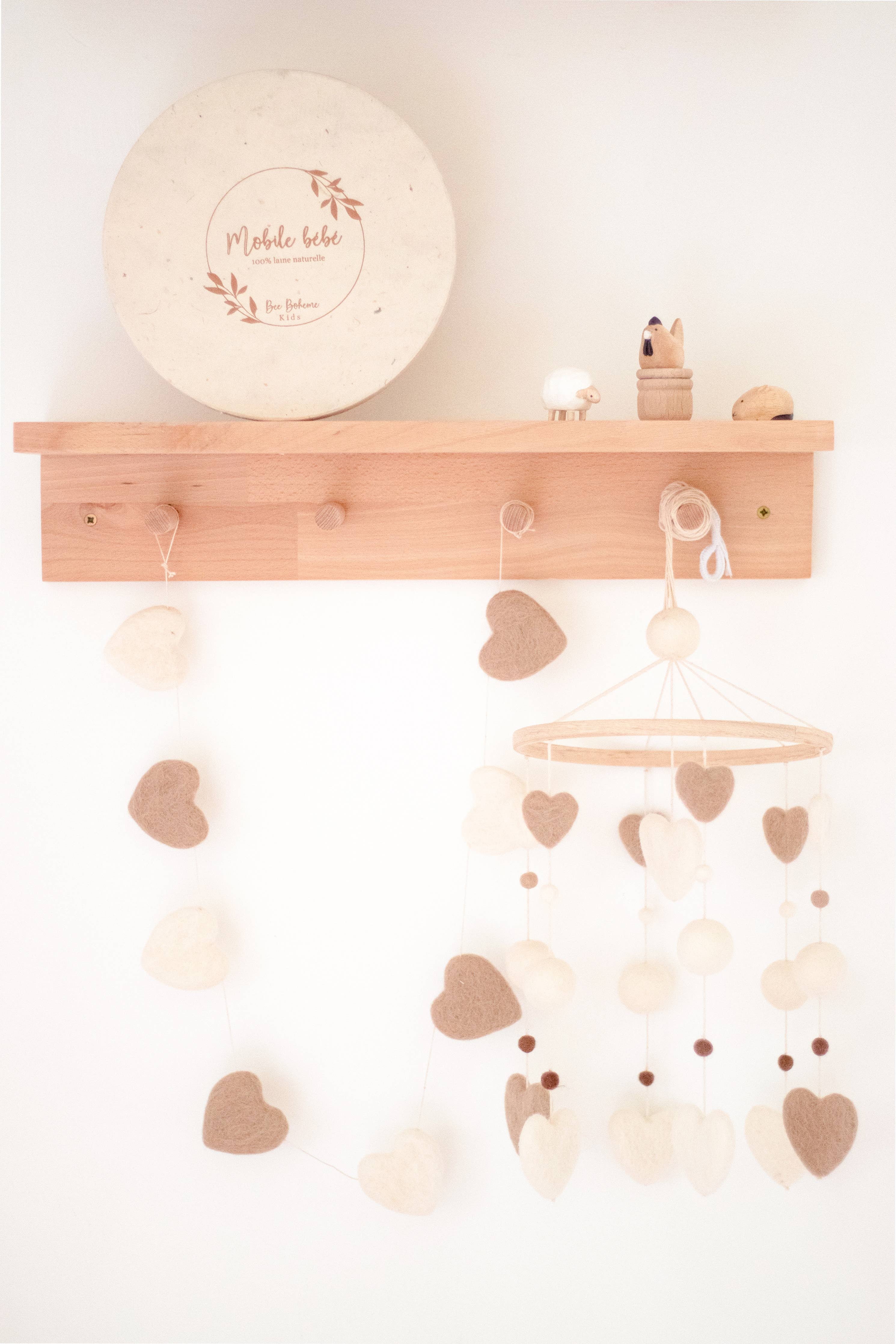 Guirlande Coeurs en laine feutrée 3
