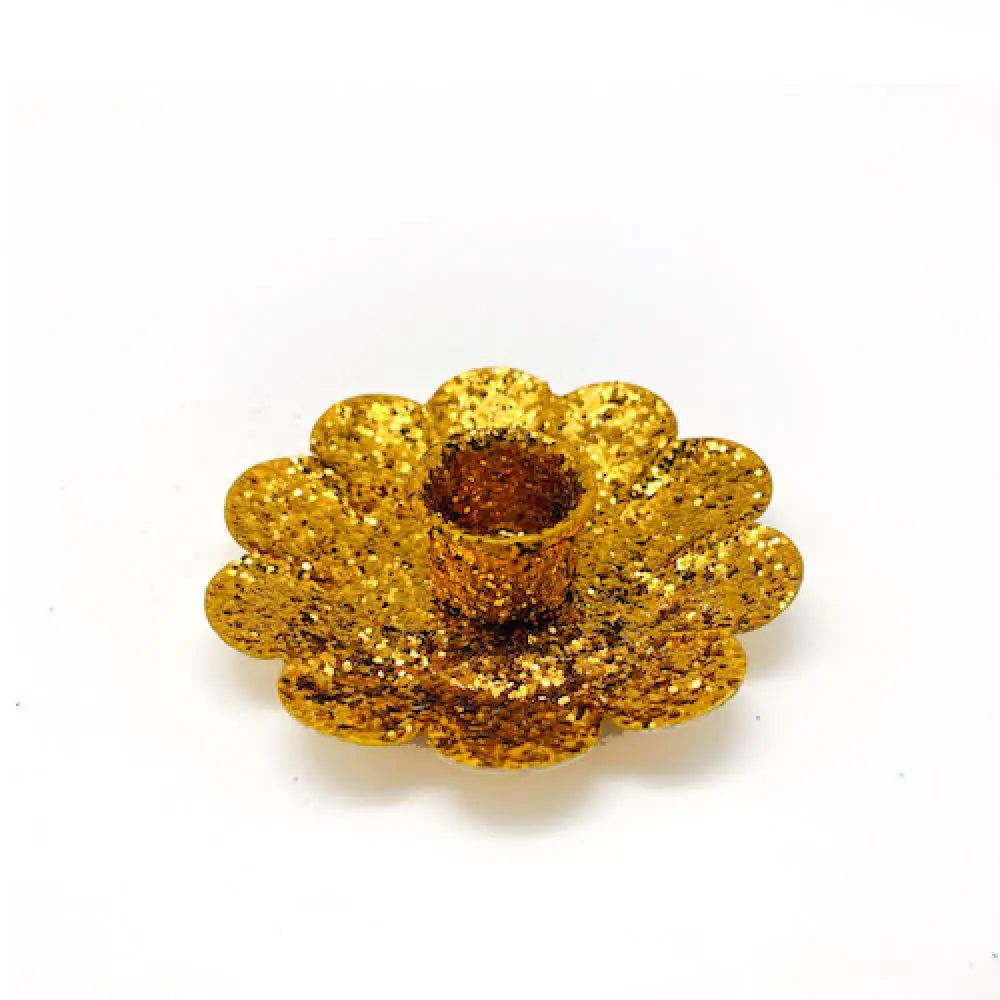 bougeoir fleur paillettes or 2
