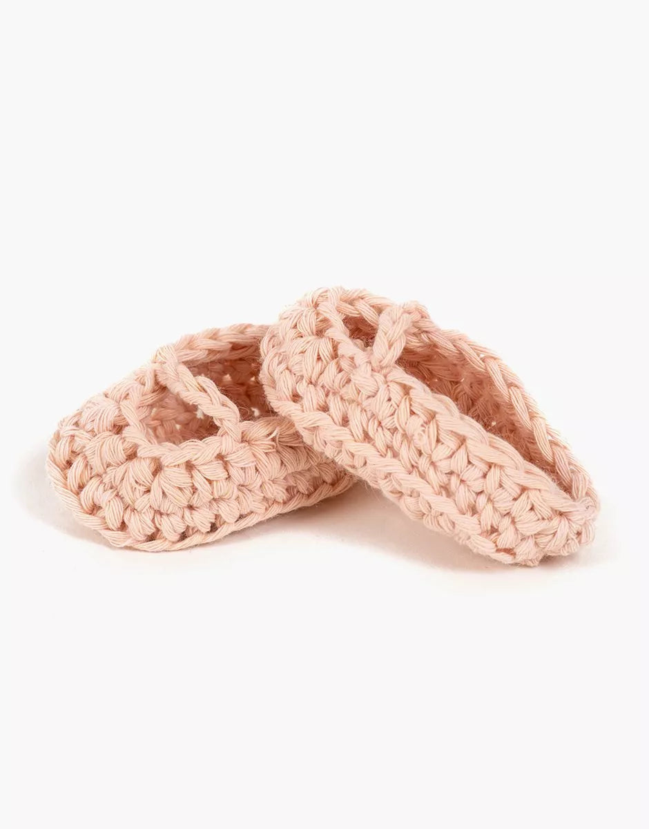 Gordi : Chaussons ballerines en crochet rose nude faits main