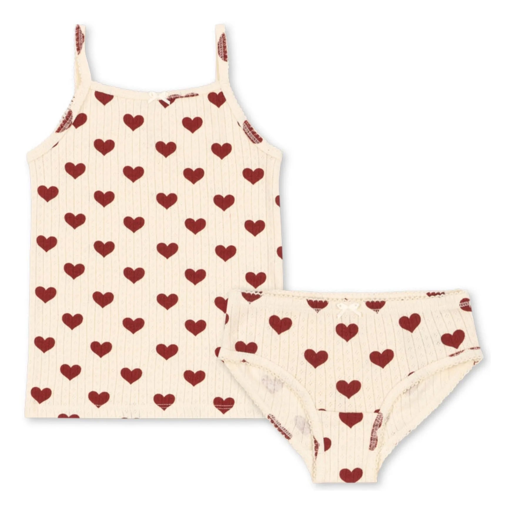 Ensemble Brassière et Culotte Coeurs Rouge — 3 ans