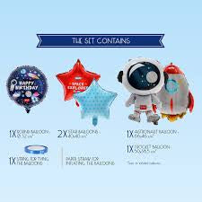 Set de 5 Ballons d’anniversaire Let’s Party Space 2