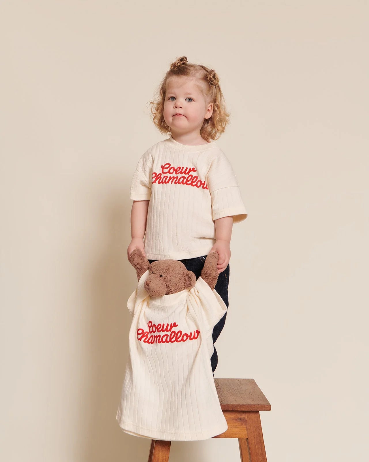 Le t-shirt Cœur chamallow enfant en coton bio - crème — 2 ans