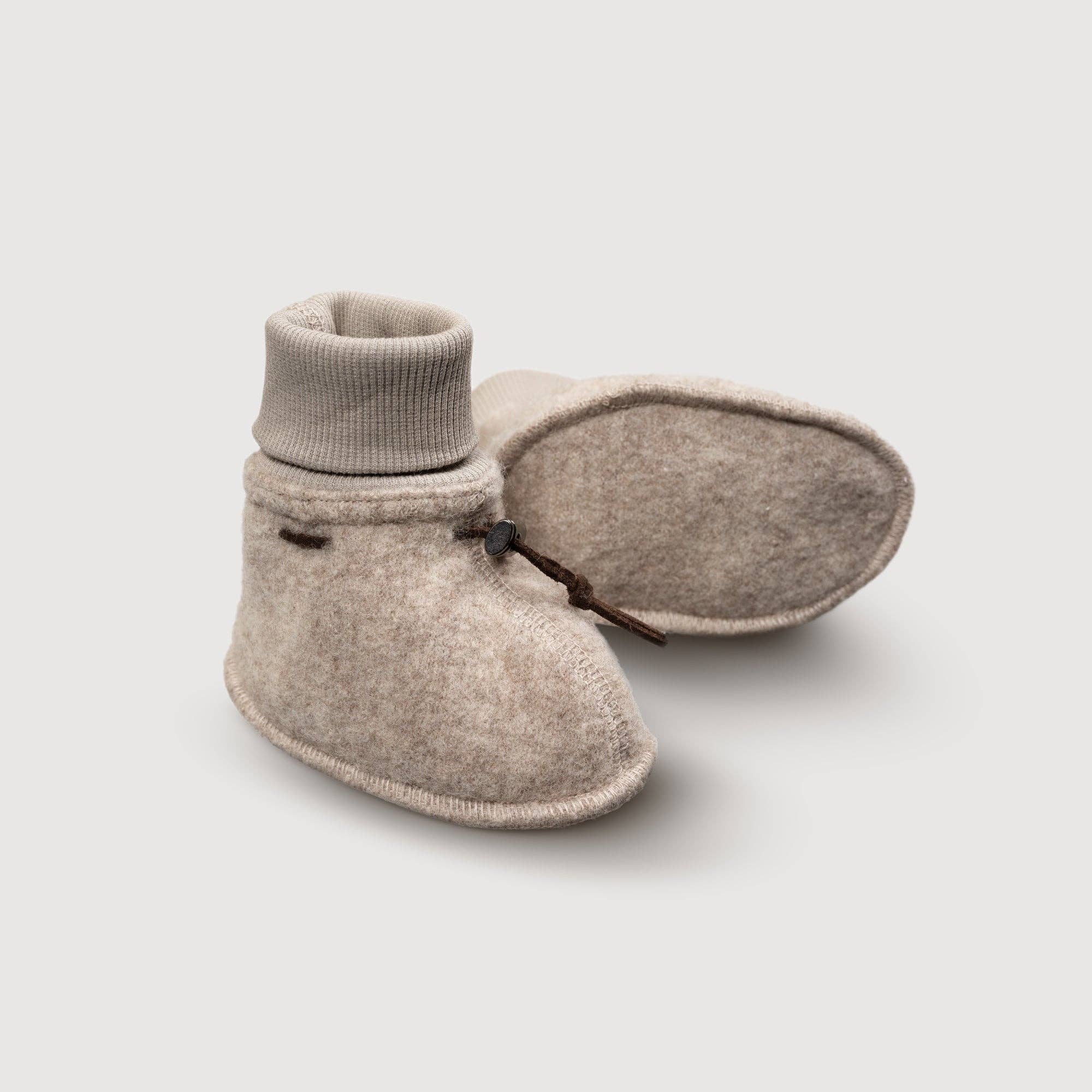 Chaussons bébé en laine mérinos - Sable — 0-6 mois