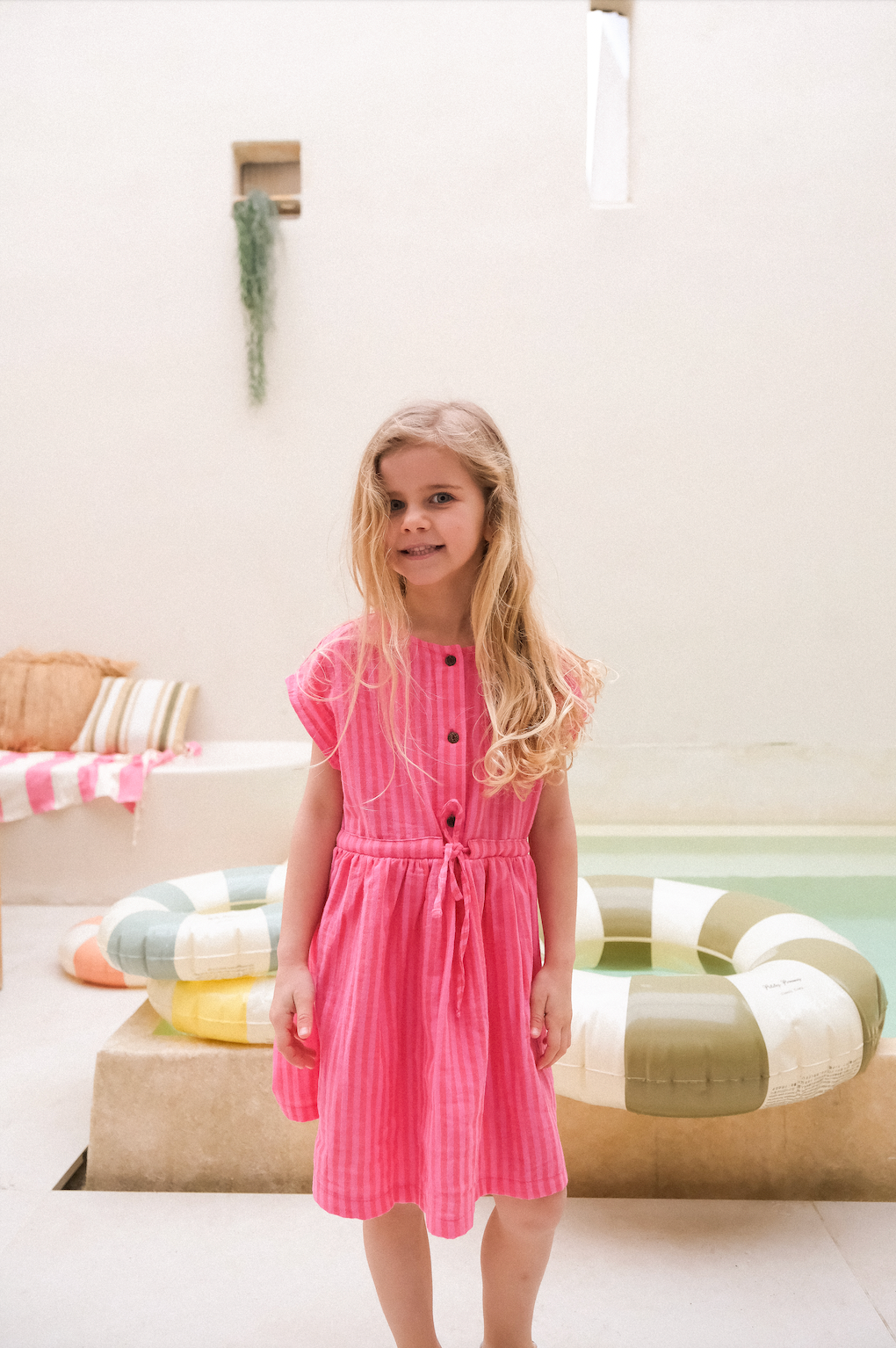 Robe Odette Rayures roses et rouges 2