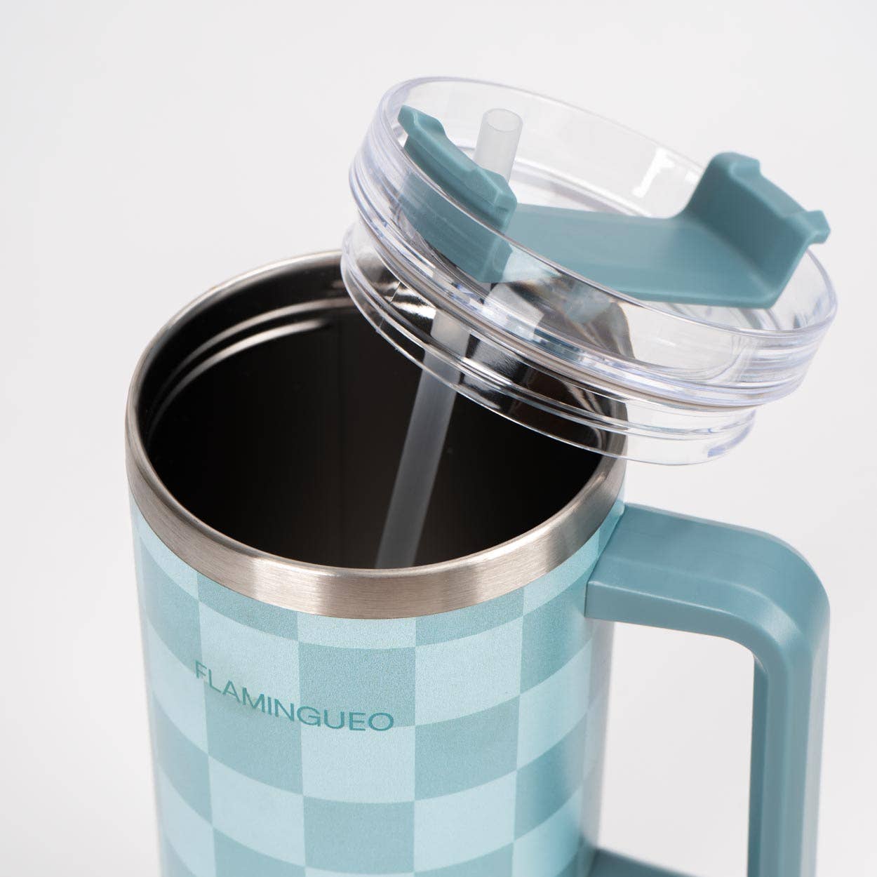 Gourde thermos en acier inoxydable  à carreaux verts 3