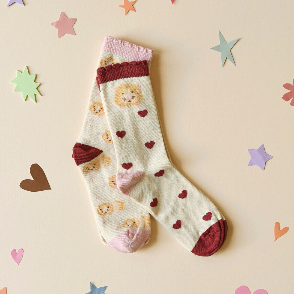 Pack de 2 paires de chaussuettes cochon d'Inde / coeurs — 3/5 ans