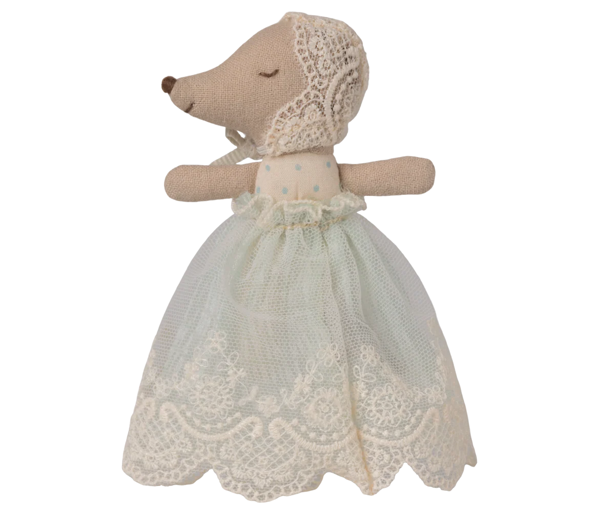 Maileg : Bébé souris en robe - Menthe
