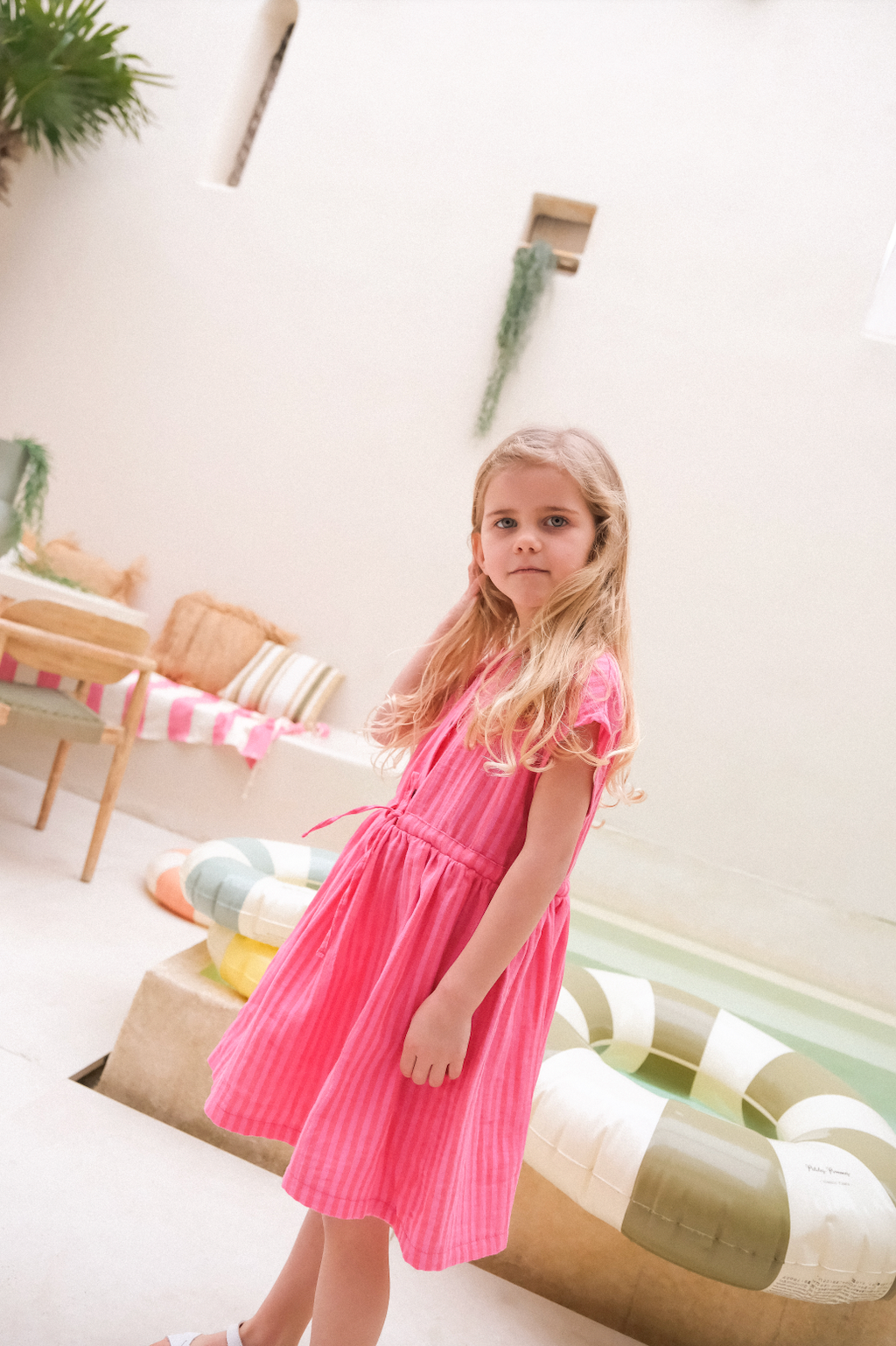 Robe Odette Rayures roses et rouges — 3A