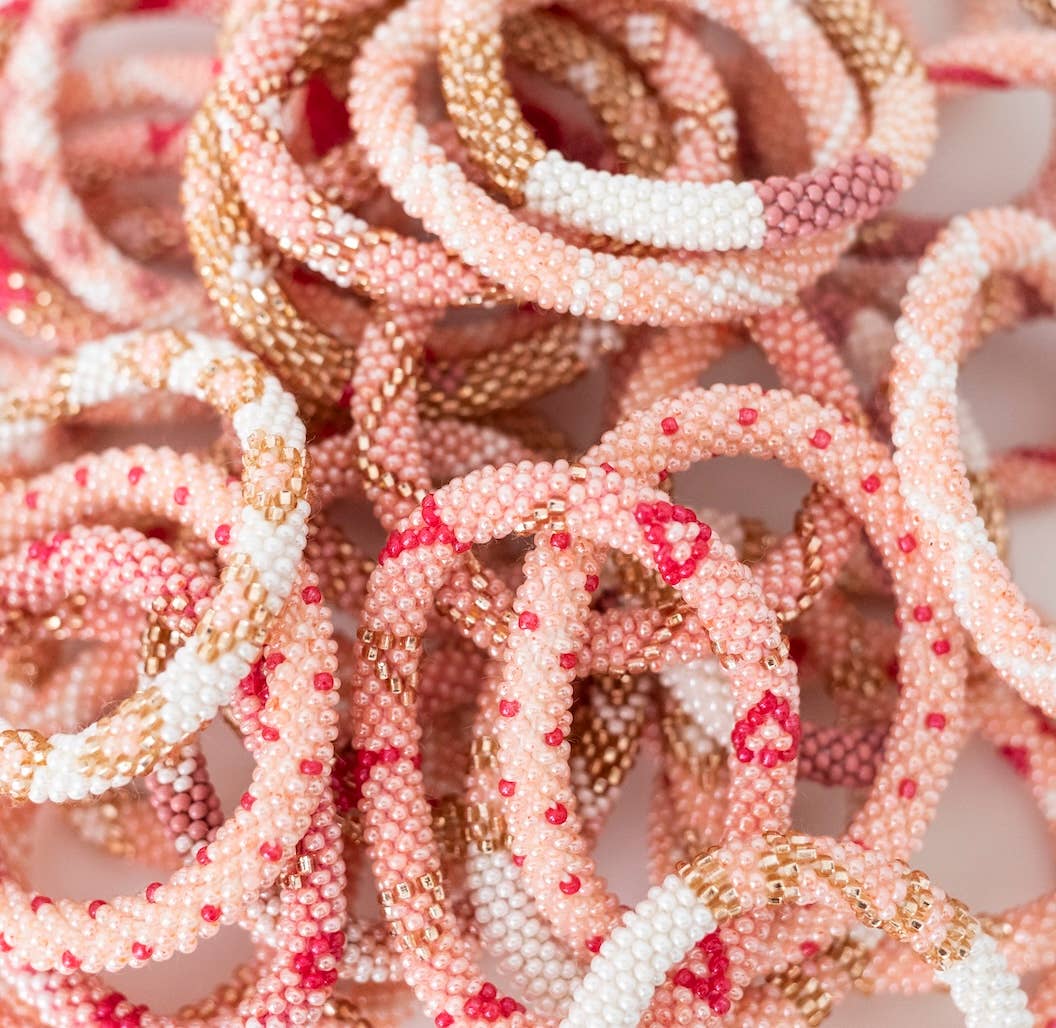 Bracelet en perles pour enfants  💗 TOUT ROSE 💗