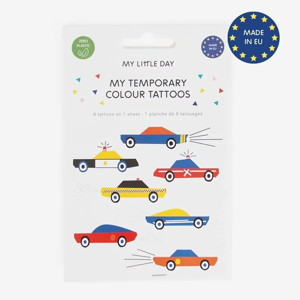Planche de 8 tatouages voitures