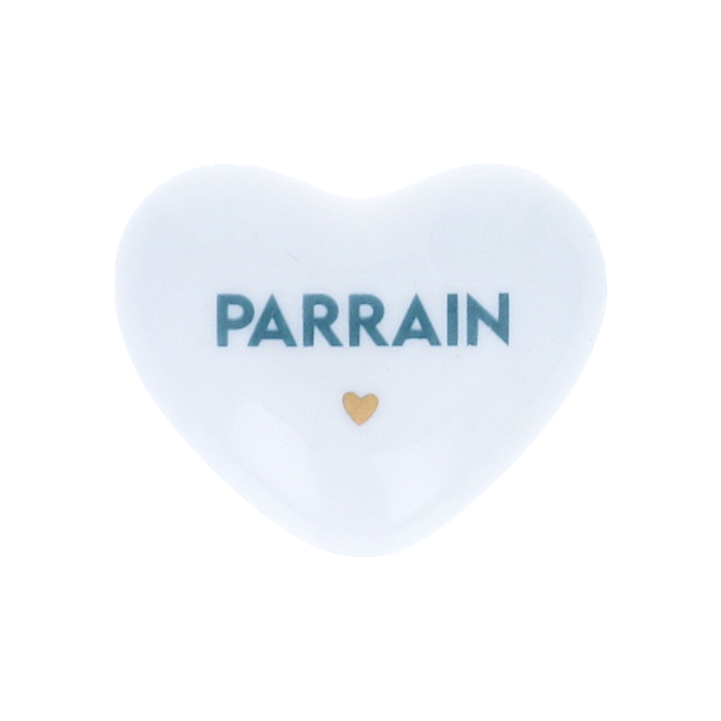 Coeur porcelaine "Parrain"