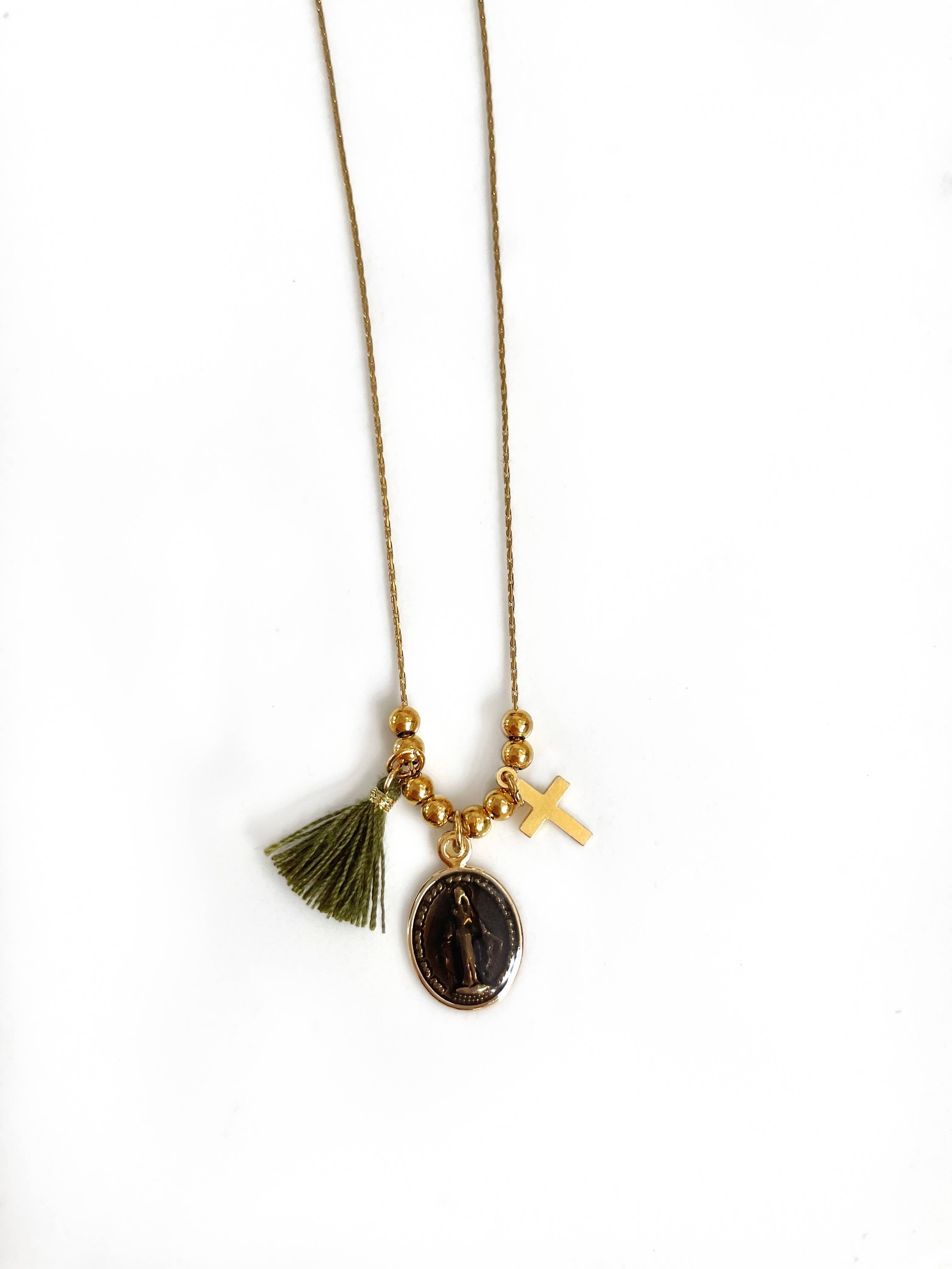 Collier Rainbow Mary Médailles précieuses Noir