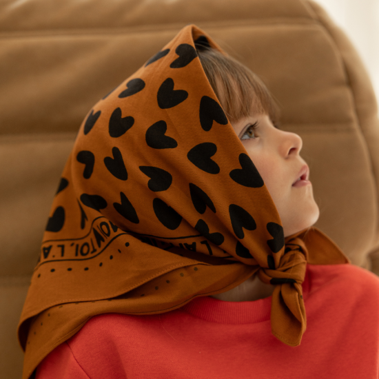 Grand Foulard coeur Toi l'Amour marron/noir 3