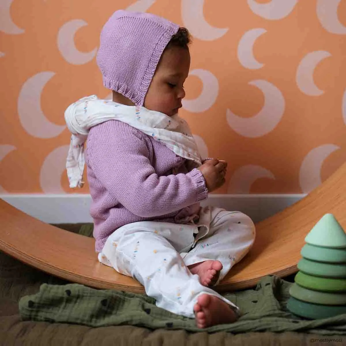 Cardigan Gaby en tricot lilas 2