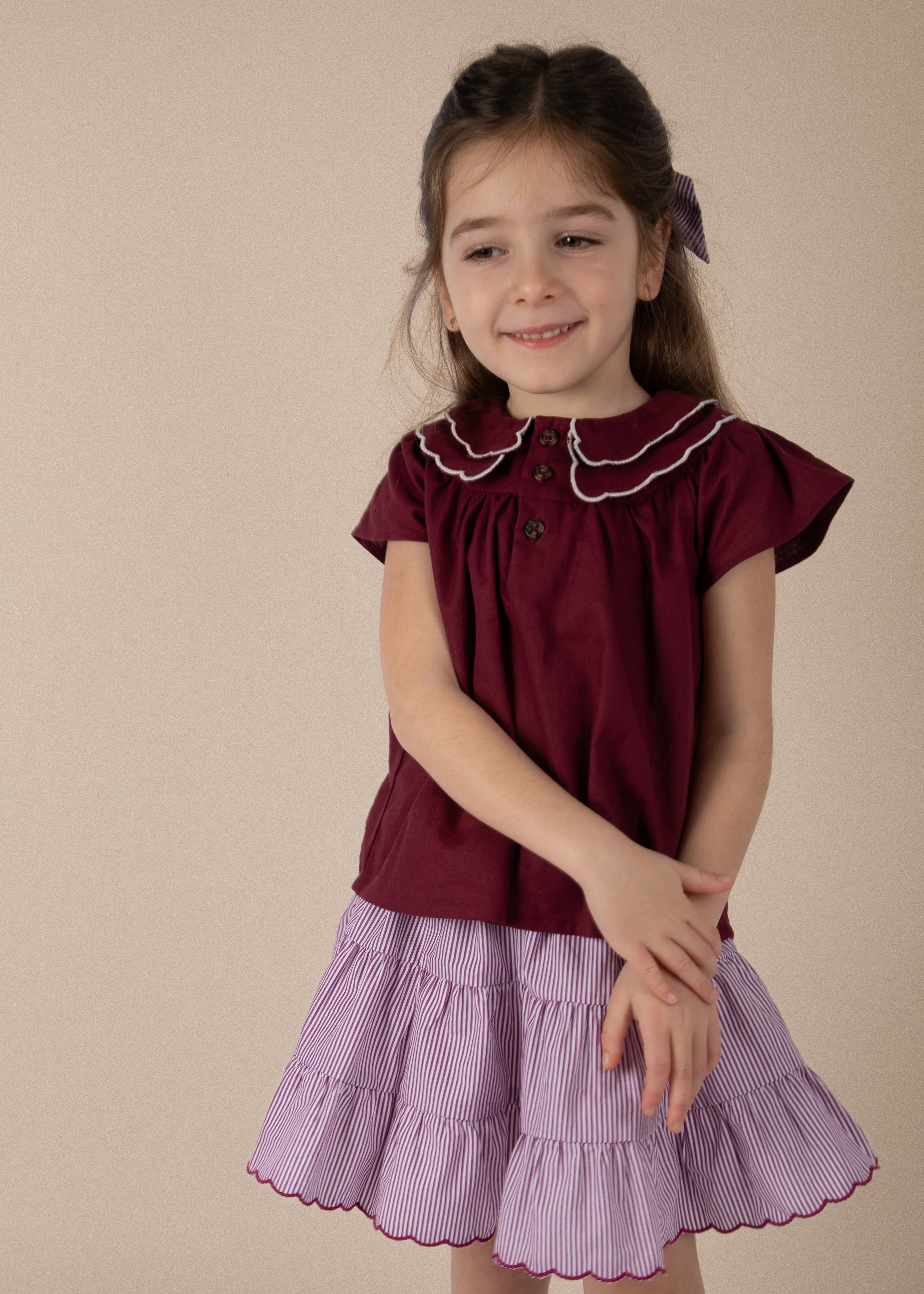 Blouse carmen - lin bordeaux 2