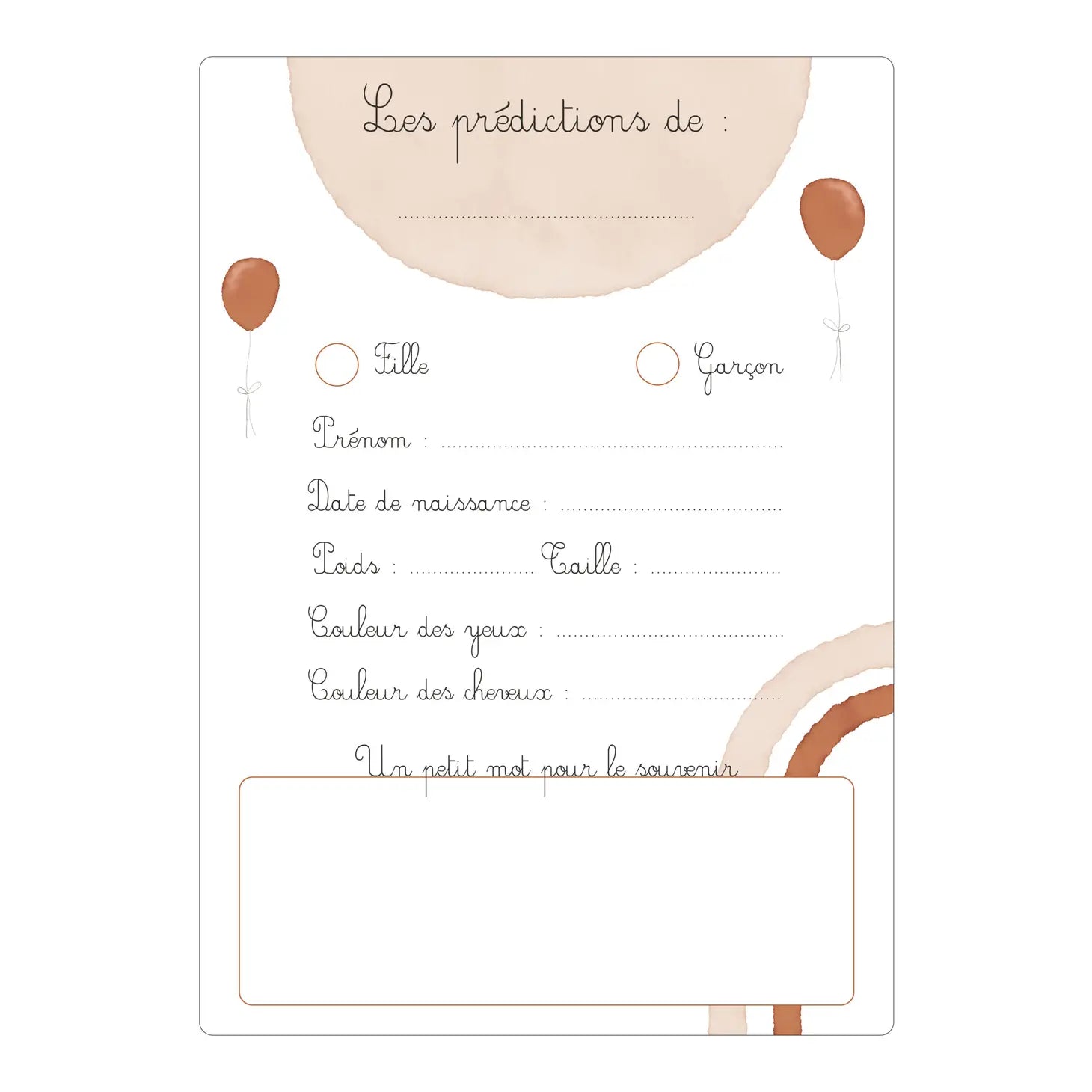 Lot 6 cartes pronostics bébé “bohème” 3