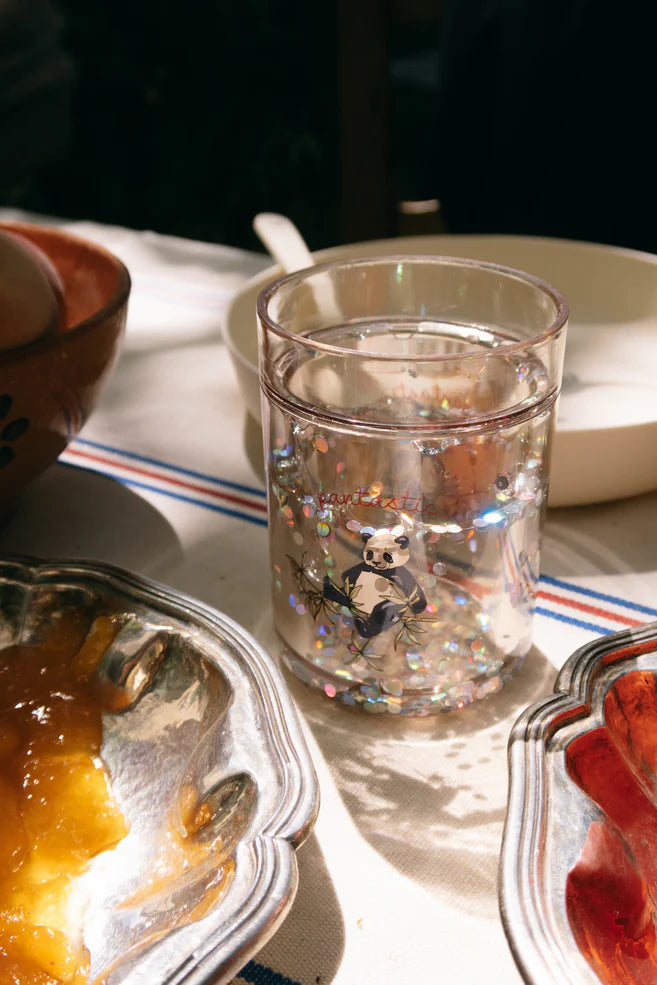 Gobelets / verres  à paillettes x 2 - panda 2