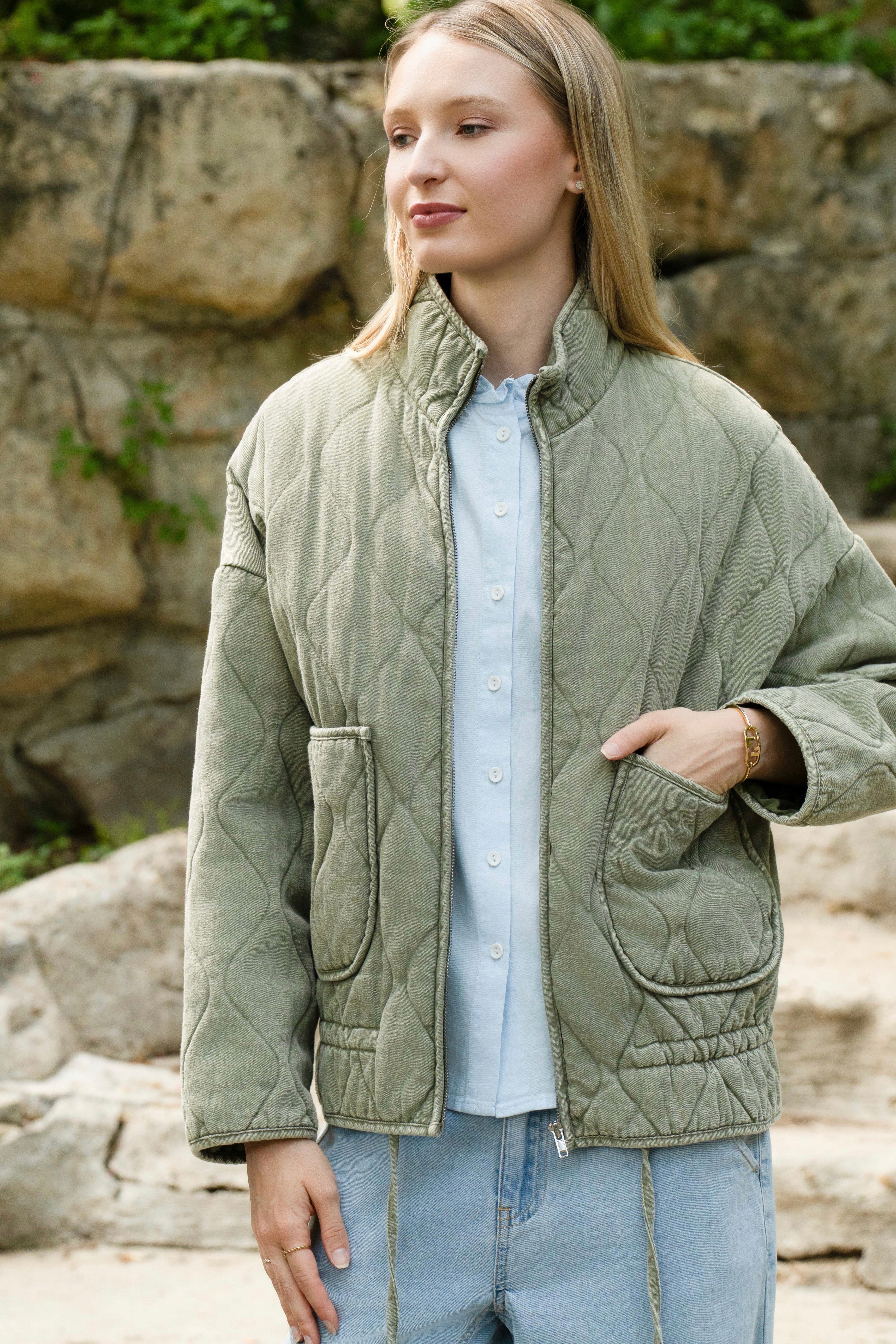 Blouson en Jean vert manches longues 3