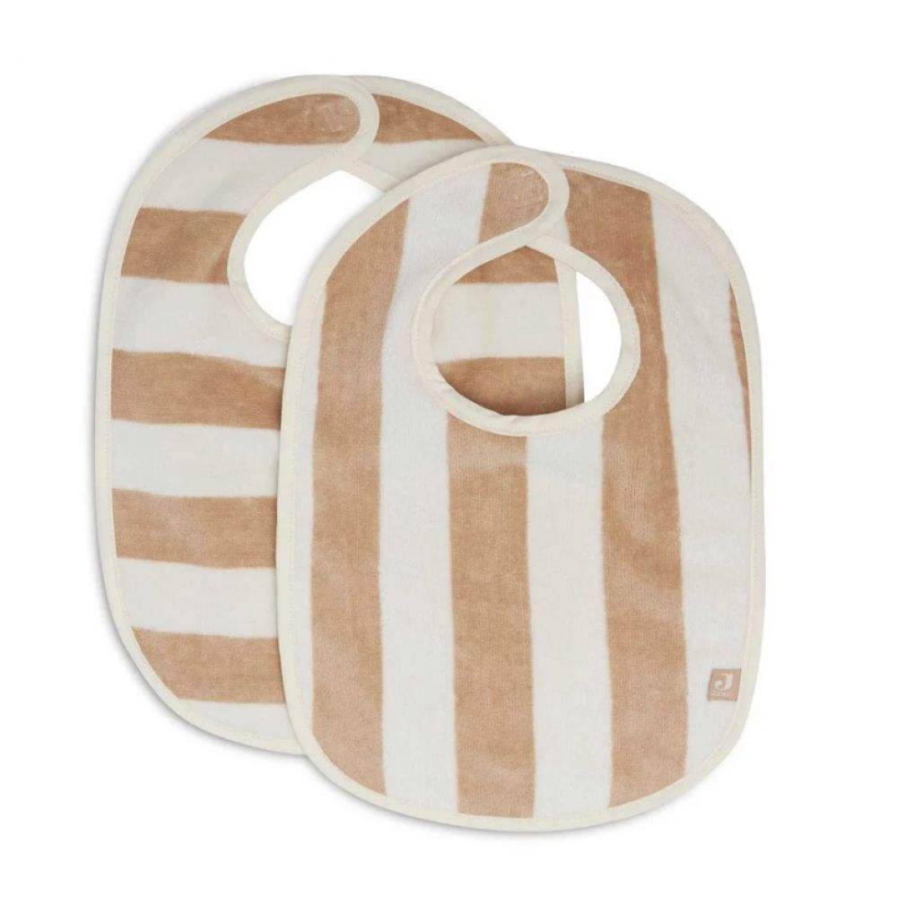 Bavoir velours à rayures Jollein — Beige