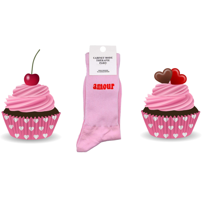 Chaussettes femme Amour rose