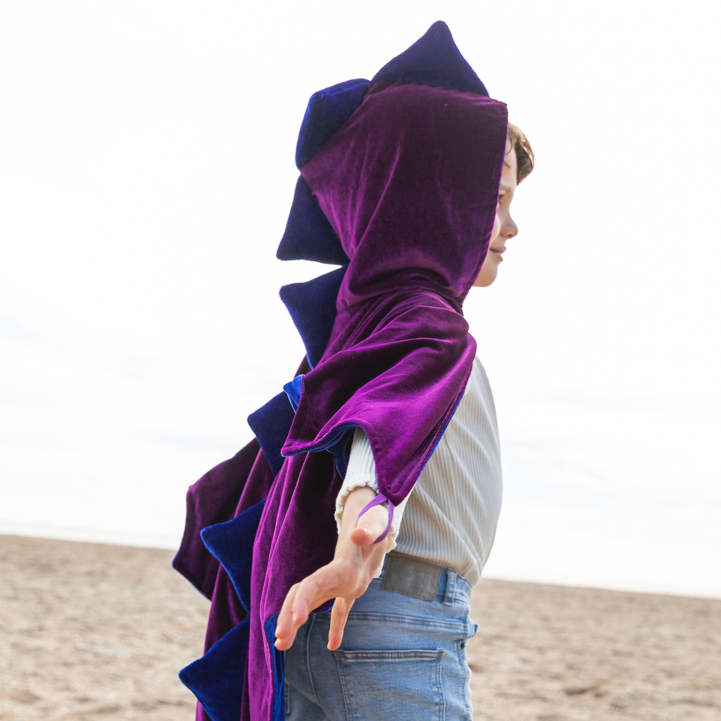 La cape de déguisement dragon en velours bleu & violet 5