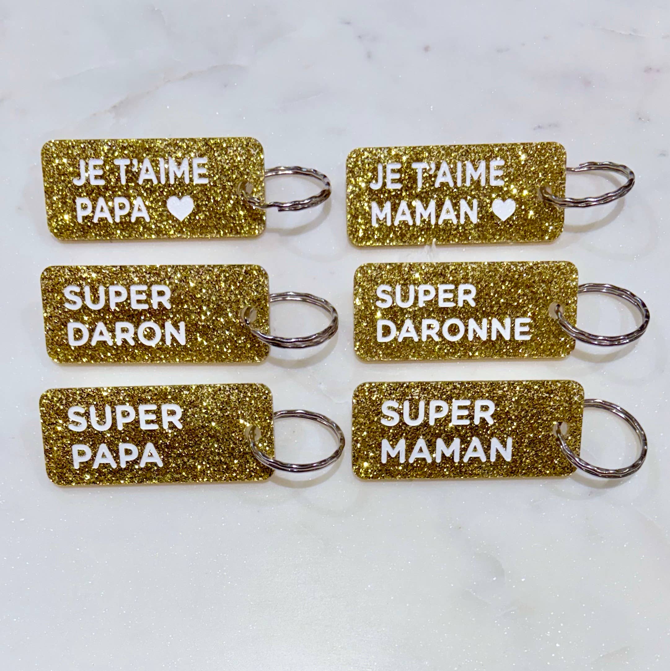 Porte-clés à paillettes : Je t'aime maman 2