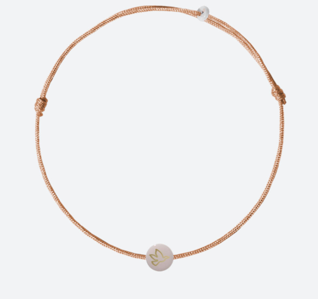 Bracelet précieux céramique kids : colombe 🕊️ — Bois de rose