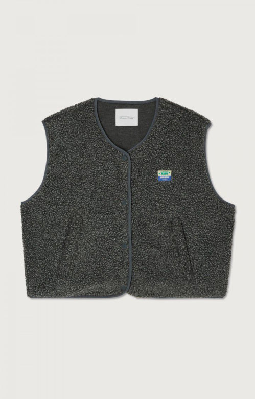 Américan Vintage : VESTE FEMME SANS MANCHES GRIS ANTHRACITE — xs-s