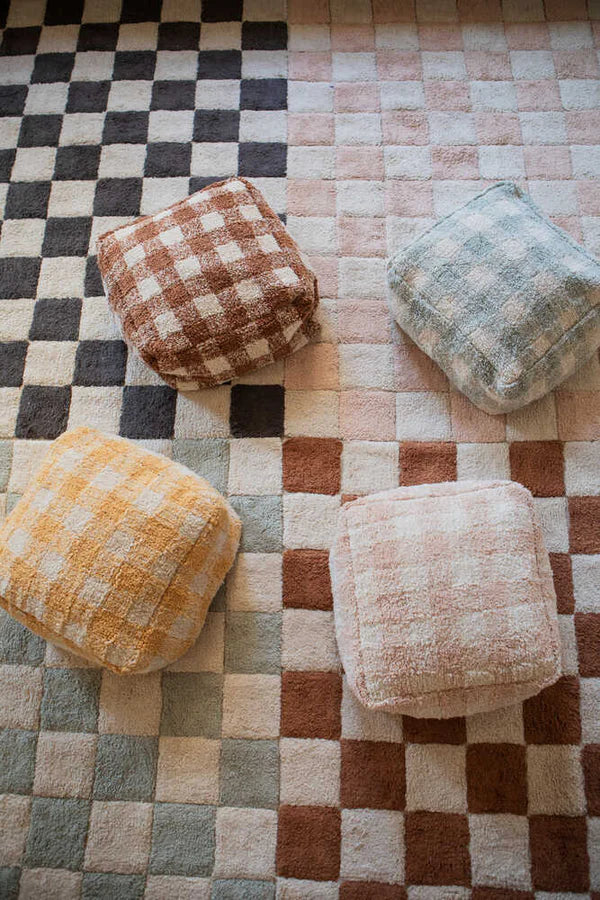 Pouf vichy rose 3