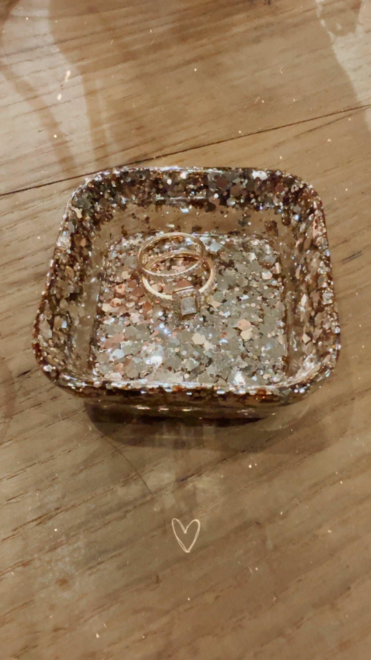 Petite coupelle à bagues carré à paillettes 2