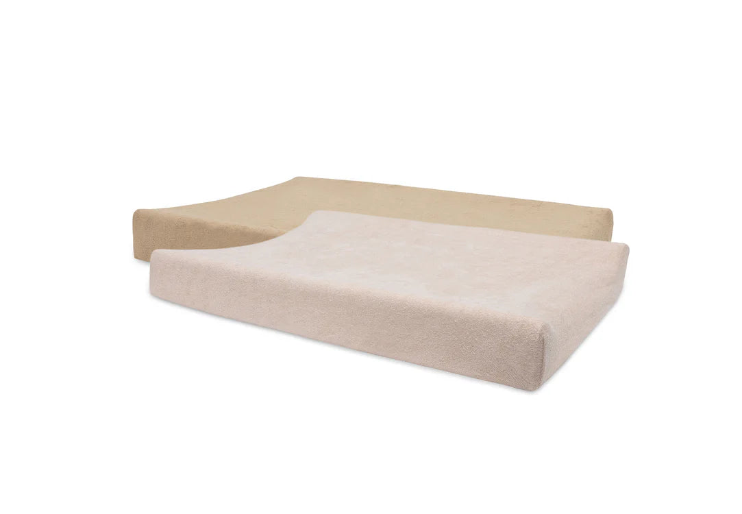 Housse matelas à langer x2 en éponge — Rose / Beige