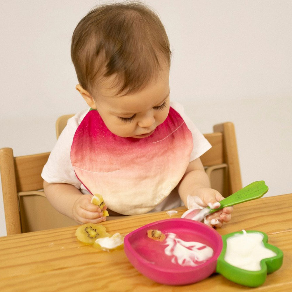 Set repas en bois d'hévéa Assiette et Cuillère Ramona le radis 3