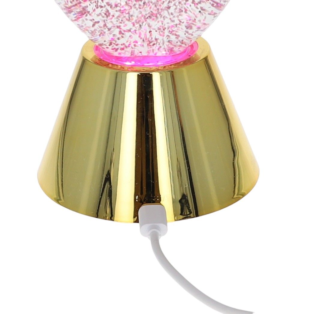 Lampe coeur rose à paillettes 5